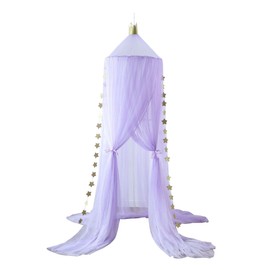 THREENTDAY Princess Bed Canopy for Girls and Kids Hanging Mosquito Net for Baby Crib Nook Castle Game Tent Nursery Play Room Decor(Purple)