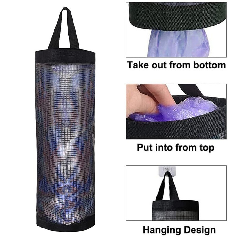 Plastic Bag Holder Dispenser Mesh Storage Garbage Bags Organizer Hanging