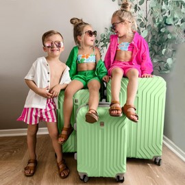 AnyZip Luggage Expandable PC ABS Durable Hardside Suitcase with Spinner Wheels TSA Lock Checked-Medium 24 Inch LightGreen