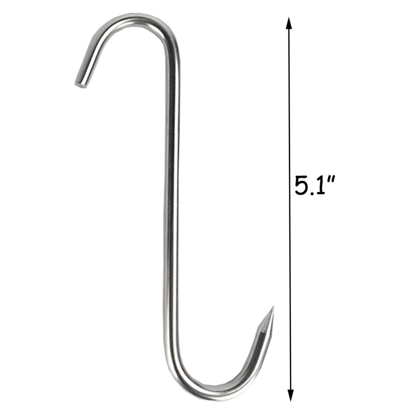 Tinsow 4 PCS 5.1 Inch Meat Hooks S-Hook Stainless Steel