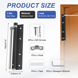 PATIKIL 7 Inch Spring Door Closer, Spring Door Stop Screen Door Latch Security Door Stopper with Adjustable Closing Speed for Home Hinge Door, Black