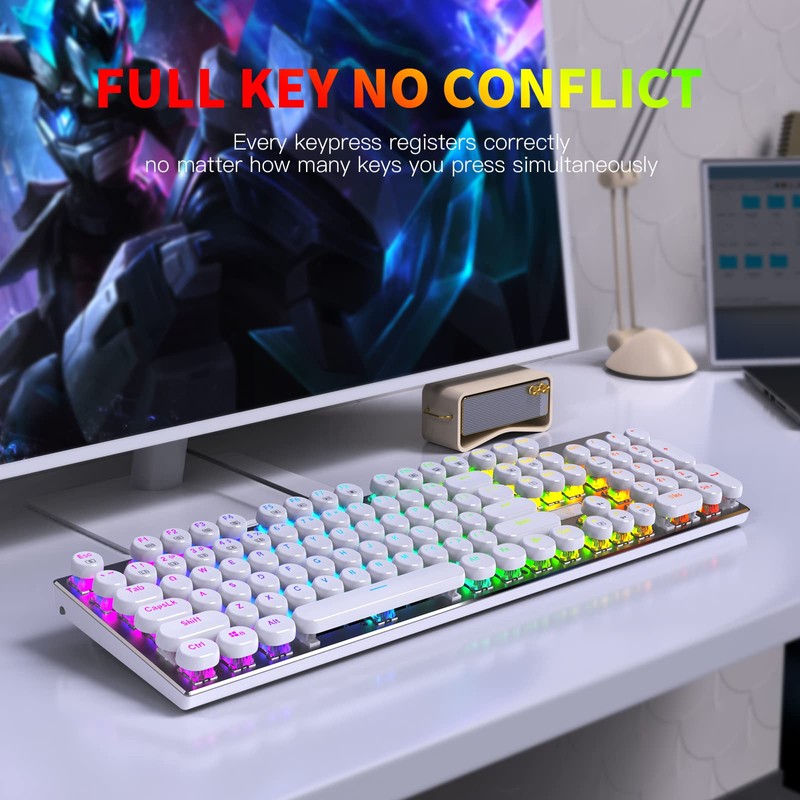 HUO JI E-Yooso Z-88 Wired Typewriter Style Mechanical Gaming Keyboard,