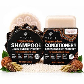 Viori Juego de Barra de Champú y Acondicionador Native Essence Hecho Con Agua de Arroz - Champú y Acondicionador Sin Sulfatos Hechos A Mano