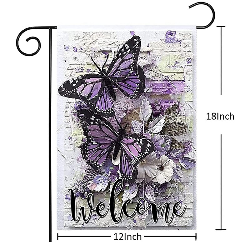 Welcome Garden Flag Spring,Summer Garden Flags for Outside 12x18 Double