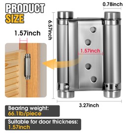 Lipshome 6 Inch Double Action Spring Hinge, 201 Stainless Steel, Cafe Salon Door Self-Closing Door Hinges with Pins and Screws (4-Pack) (Silver 6 inch)