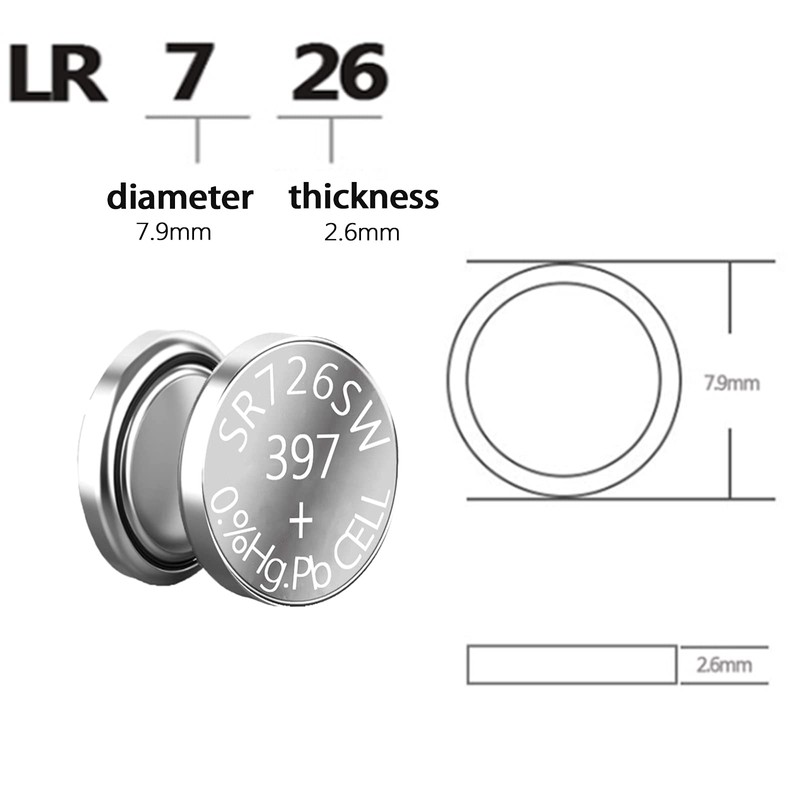 SKOANBE SR726SW 397 1.5V Silver Oxide Watch Battery-10 Packs