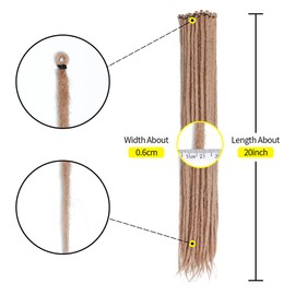 20 Inch Thin 0.6cm Dreadlock Extensions Soft Handmade Synthetic Dreads SE Light Brown Braids Dreads Locs Extension 20 Strands/Pack