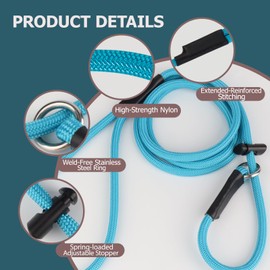 Slip Lead Dog Leash – 5/16 Inch Nylon Rope No Pull Training Leash with Stopper, Slip Rope for Walking & Correction, 4FT/5FT/6FT Control Lead for Medium Large Dogs (Sky Blue, 5 FT)