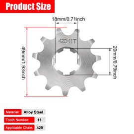 Tunejoy Motorcycle Engine Chain Sprocket 420 11T 20 mm Small Sprocket for 50cc 70cc 90cc 110cc Dirt Bike Pit Bike ATV Quad Motorcycle Mini Bike
