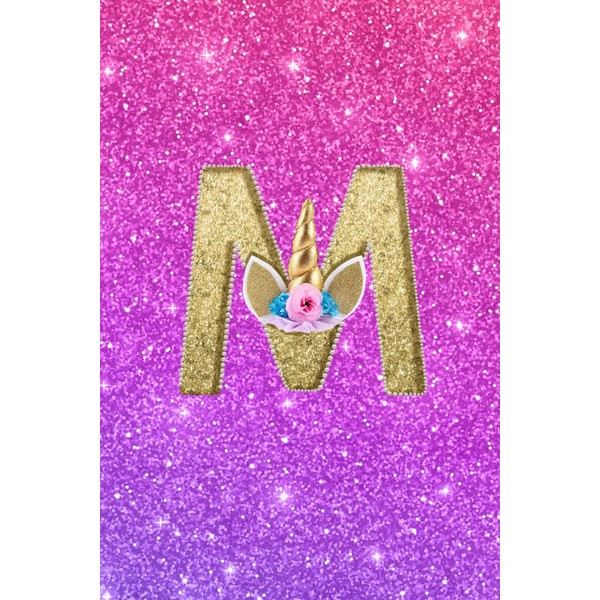 "M": Unicorn Themed Lined Journal (Notebook), First Initial, 6"x9", 110