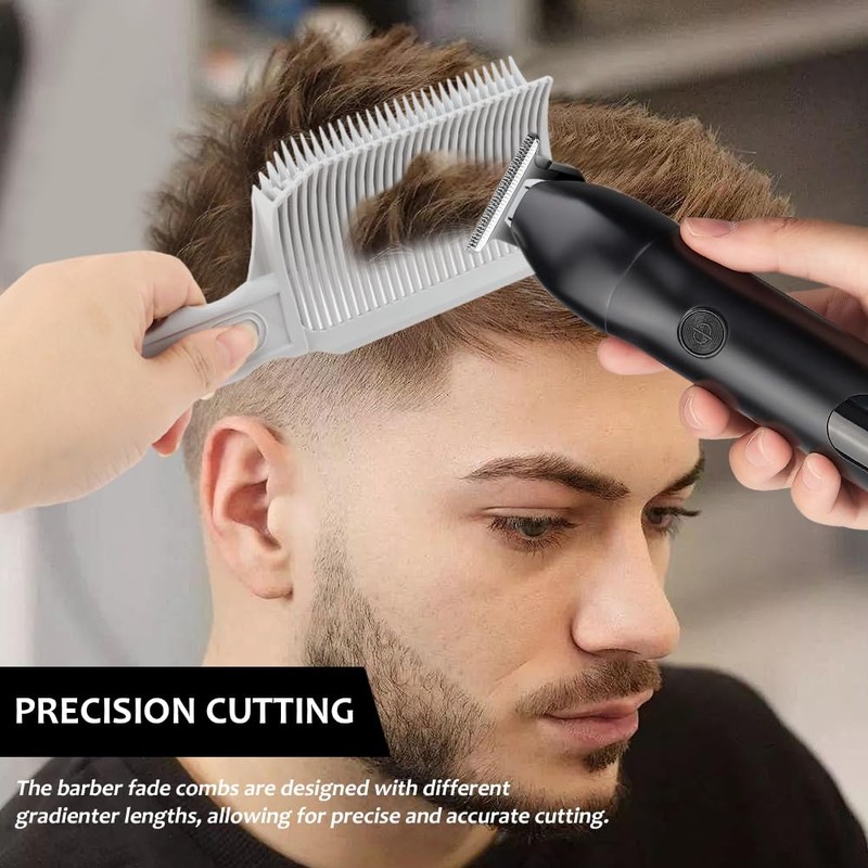 2PCS Barber Gradient Positioning Combs, Ergonomic Barber Fade Combs Professional
