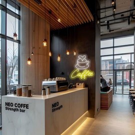 Coffee Bar Neon Sign Dimmable USB Powered Led Sign for Business Shop Wall Decor Neon Light for Home Bar Shop man cave Coffee Station(14.2in*13.4in)