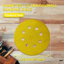 Sandpaper 125 mm Velcro 150 Grit (Pack of 100) - 8 Hole Sanding Discs | For Random Orbital Sanders, Wood, Metal