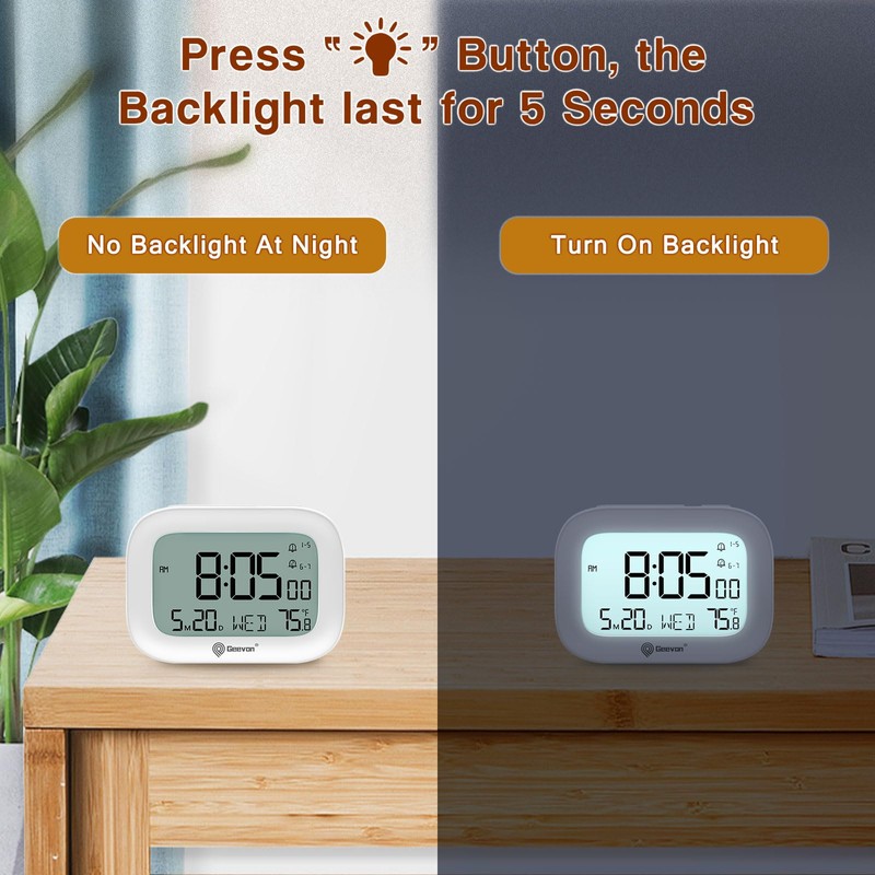 Geevon Small Travel Alarm Clock, Digital Alarm Clocks for Bedrooms