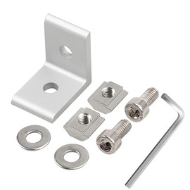 10 x Corner Angle Mounting Material for 2020 Groove 6 Grid Struts Aluminium Profile L Shape European Standard Aluminium Profile Accessories in Silver with 4 mm Allen Key