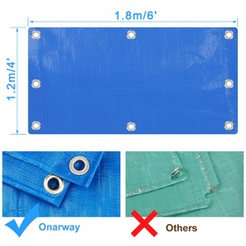 Tarp Heavy Duty Waterproof for Outdoor: 5X7 Ft 2Packs 11Mil UV Resistant Poly Tarps Cover with Grommets Multipurpose for Boat Pool Tent Camping Blue