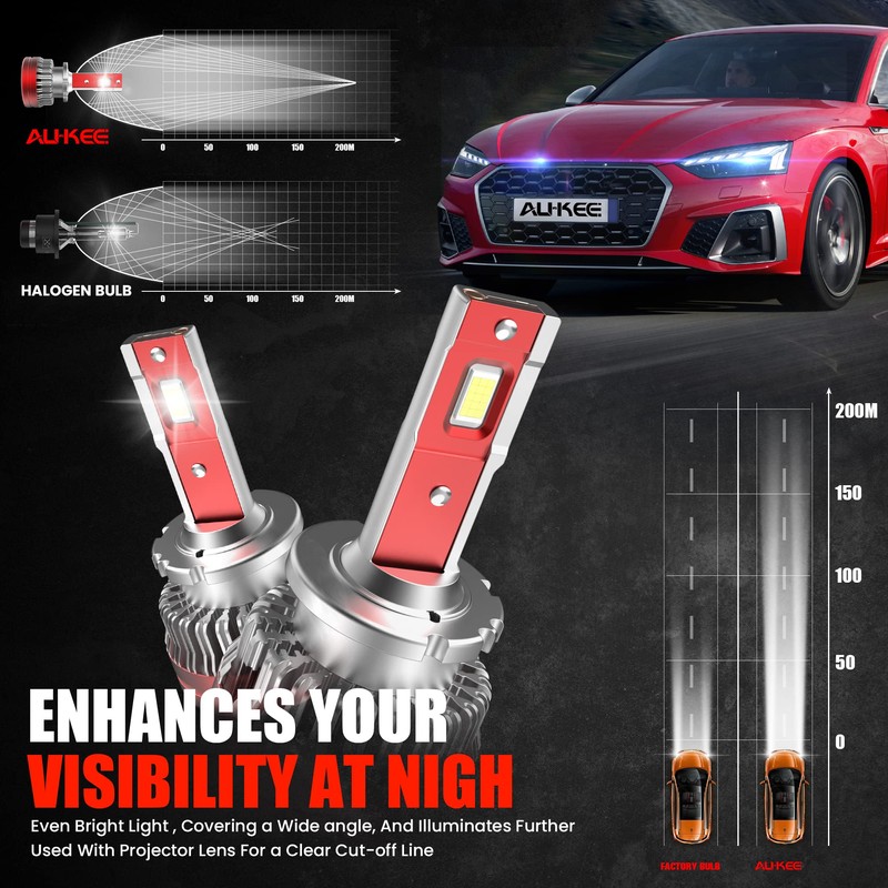 au-kee D4S D4R LED Headlight Bulb 100W 10000LM 6000K Bright