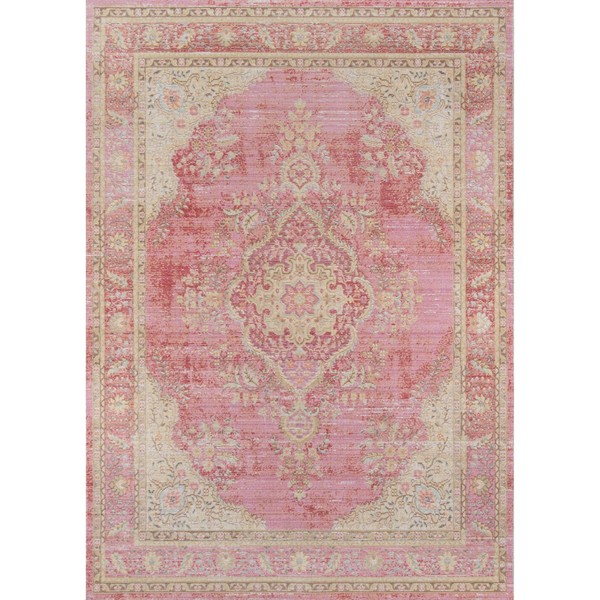 Momeni Rugs Isabella Traditional Medallion Flat Weave Area Rug, 2' X 3', Pink