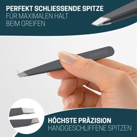 KLINGENHELD® Precise Tweezers Set with Hand-Cut Tips - Perfect for All Applications - Includes Cotton Case 100% Plastic-Free & Sustainable - Tweezers Eyebrow Plucking, 21 Colours