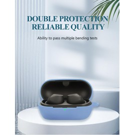 Case for Sony WF-C710N Truly Wireless Noise-Canceling Earbuds, WUNIAK Soft Silicone Protective Portable Scratch Shock Resistant Shell with Cleaner Kit & Carabiner & Lanyard，Sky Blue