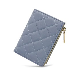 FuninCrea Small Wallet Women PU Leather Wallet Card Holder for Women with 5 Card Slots and Zipper Coin Pocket, Compact Ladies Purse Slim Bifold Womens Purse with ID Window and Snap Closure (Blue)