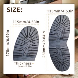 2 Pairs Shoe Replacement Rubber Outsole Rubber Half Soles for Leather Shoes Women Men Natural Rubber Boot Shoe Soles Non-Slip for Shoe Repair Replacement, black