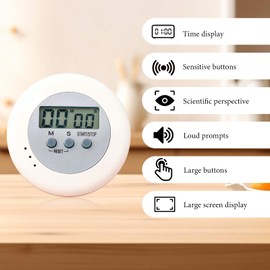 6Pcs Kitchen Timers For Cooking White Digital Timer Magnetic Countdown Stopwatch Timer For Baking, Facial Mask, Studying, Teeth Cleaning Kids