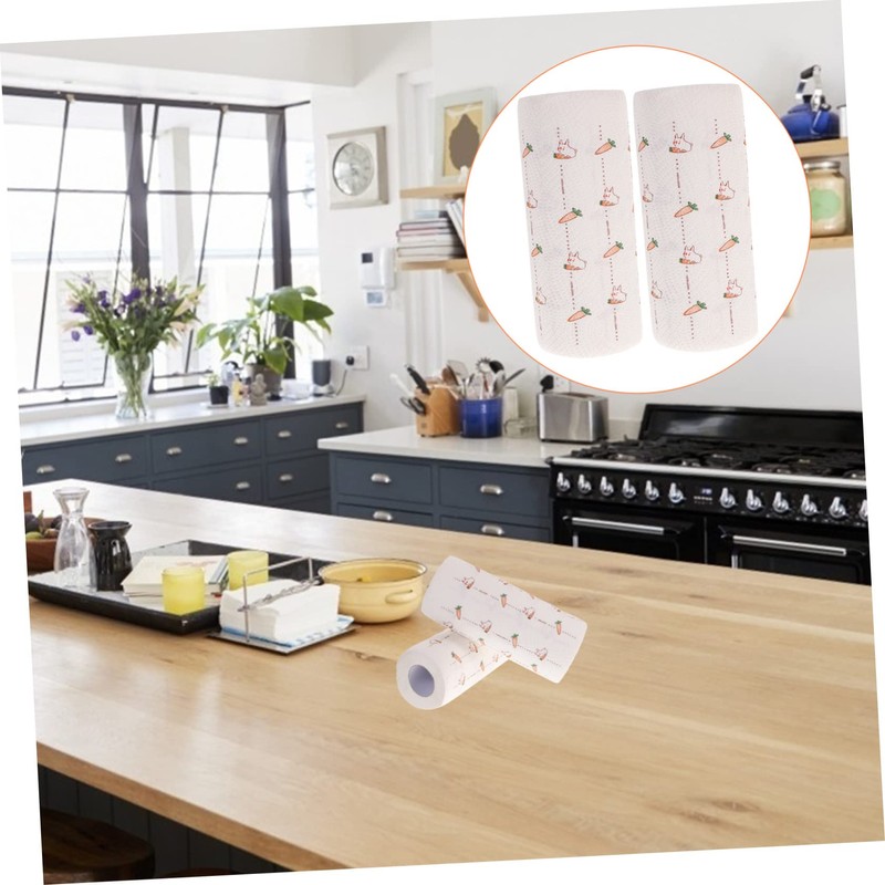 OHPHCALL 3Rolls Disposable Oil-Absorbing Kitchen Wipe Paper Stylish Cleaning Towel