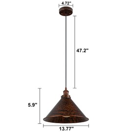13.77" Farmhouse Pendant Light, Rustic Copper Pendant Light Fixture Hanging for Kitchen Island, Ceiling Lamp Antique Painted Copper Finish Light