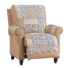 Collections Etc Tonal Floral Patchwork Scalloped Edge Furniture Cover