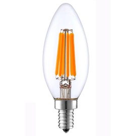 SLEEKLIGHTING 6-Watt E12 LED Filament UL and Energy Star Listed Candelabra Light Bulb - Dimmable (60W Incandescent Replacement) - Warm White 2700K Decorative Clear Chandelier Bulb - E12 Base 24pack