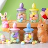 Nitial 4 Pcs Easter Glass Jar with Cap Bunny Rabbit