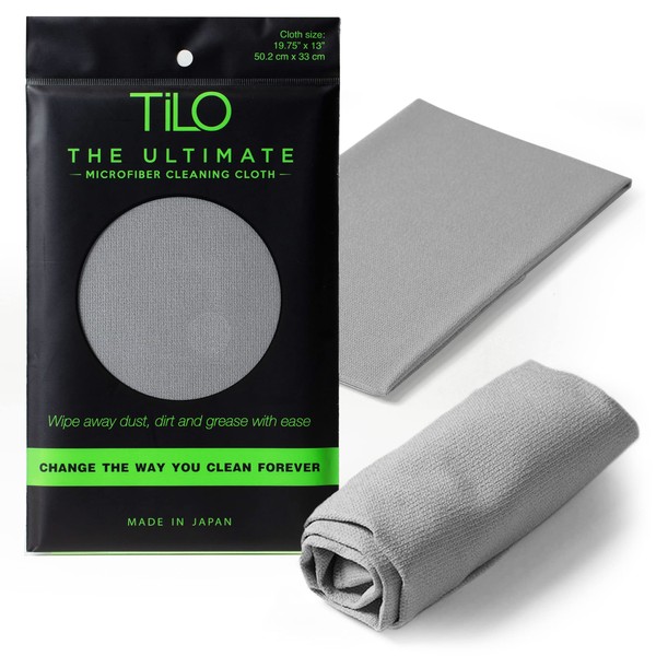 TiLO - Paño de limpieza de microfibra, 19 x 13 pulgadas, ultra absorbente y reutilizable, paño de pulido suave para polvo, grasa, suciedad, paño de microfibra no abrasivo, gris (gris)