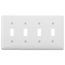 Bryant Electric NP4W 4-Gang 4-Toggle, Standard Size Nylon Wallplate, White