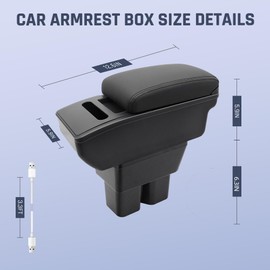 YJYWZH Car Armrest Storage Box for Suzuki Jimny 2018-2024 Double Layer Center Console Organizer Armrest with Tissue Box and 3 USB Ports Car Interior Accessories (Black Thread)