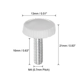 uxcell 20pcs M4 x 16mm Metric Male Thread Knurled Knobs, Thumb Screw Clamping Knobs Grip Plastic Handle Hand Knobs with Threaded Stud, White