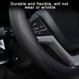 Mandark Car Steering Wheel Cover, Elastic Stretch Breathable Anti-Slip Microfiber Leather Auto Steering Wheel Protector, Soft Vehicle Interior Decor Accessories, Universal for RV, SUV, Truck (Black)