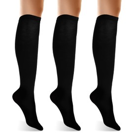 Psyqtsuary 3 Pack Women's Cotton Knee Socks, Opaque Cotton Knee Socks, Sports Stockings, Black Socks for Women, Knee Socks, High Black Socks, Long Black Socks, black