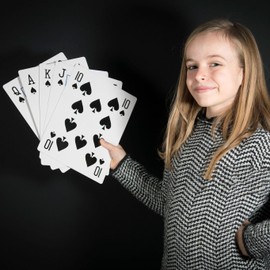 Oversized Poker Deck, Giant Poker Playing Cards, Playing Cards Game Card Set, Waterproof Plastic Playing Cards with 5 Dice for Family, Party, Poker Cards, Games Cards (17.5 x 12.5 cm)