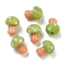 Stiesy 50 Pcs 3D Mushroom Lampwork Beads Fairy Core Theme DIY Craft Beads Supplies for Dangle Earring Bracelet Necklace Jewelry Craft Projects