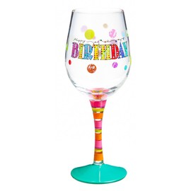 Evergreen Enterprises EG3CWG4574 Handpainted Wine Glass Happy Birthday (Set of 1)