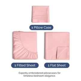 CGK Unlimited Twin XL Size 3 Piece Sheet Set - Comfy Breathable & Cooling Bed Sheets Set - Hotel Luxury Bedding for Women, Men, Kids & Teens - Deep Pockets, Easy-Fit, Soft and Wrinkle Free - Oeko-Tex - Baby Pink