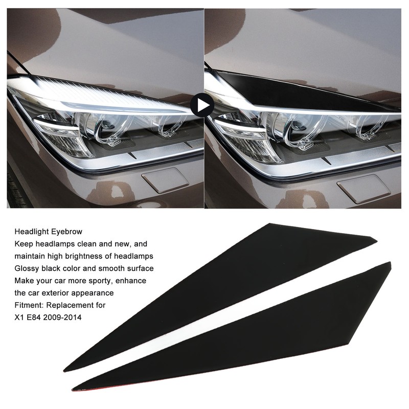 2pcs Headlight Eyebrow Black Protective Easy Clean Replacement for X1