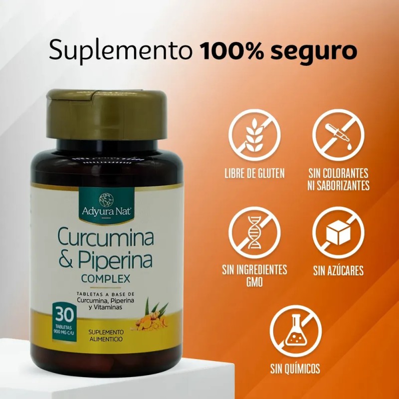 Curcumina & Piperina Complex | 30 Tabletas | Adyura Nat