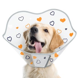 Dog Cone After Surgery - Soft, Comfortable, Adjustable Recovery Collar for Large, Medium, Small Dogs - Stop Licking with Soft Protect Edge (Love, XL)