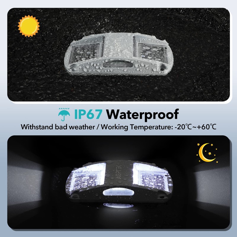 AGPTEK Solar Driveway Lights 12 Pack, White LED Deck Lights,