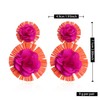 Vavhoo Raffia Flower Earrings Raffia Straw Wrapped Hot Pink Flower