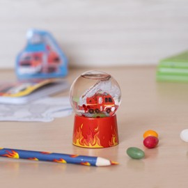 Sheepworld Dream Globe Fire Brigade Snow Globe for Shaking, Height 6.5 cm, with 3D Figure, Made of Shatterproof Acrylic, Gift for Children, Children's Birthday, Gift Boys, Back to School, School Cone