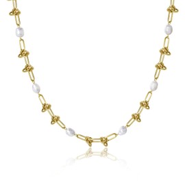 Candyfancy Exquisite Adjustable Titanium Steel Chain Necklace with 7mm Freshwater Pearls, Ideal for Sophisticated Gifting and Elegant Wear