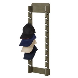 Touch of Class Wooden Ball Cap Display Wall Rack - Gray - Double - 20 Slots - Baseball Hat Display - Made of Wood - Class Racks for Hats - Organizer for Bedroom, Living Room, Entryway